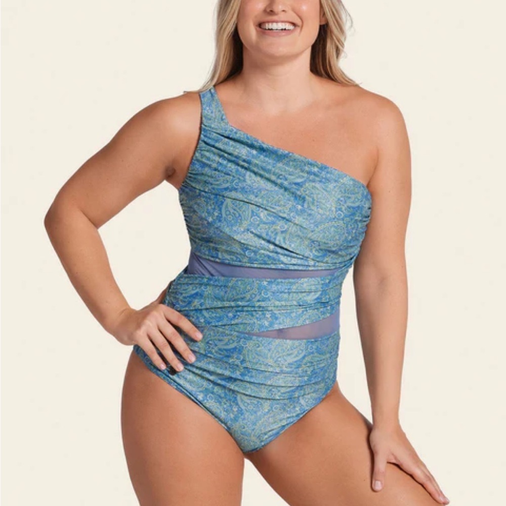 New! Leonisa One-Shoulder Shaping Swimwear 23156
